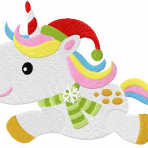 Baby unicorn santa embroidery design