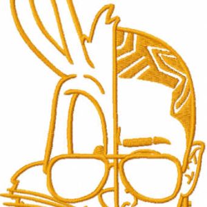 Bad Bunny one colored embroidery design