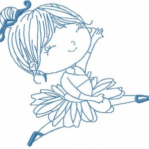 Ballerina flying in dance embroidery design