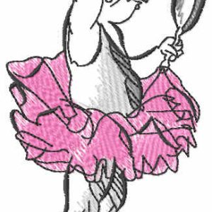 Ballerina looks in the mirror embroidery design