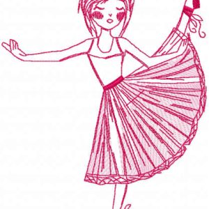 Pink ballerina embroidery design