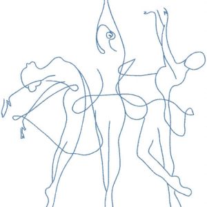 Ballerinas trio contour embroidery design