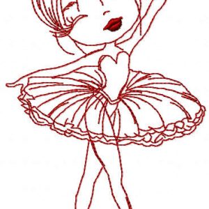 Ballet dancer girl one color embroidery design