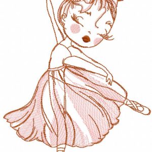 Ballet dancer pink sketch embroidery design
