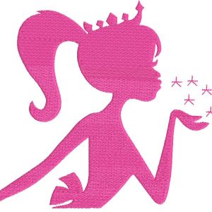 Barbie blowing a kiss embroidery design
