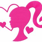 Barbie pink heart embroidery design