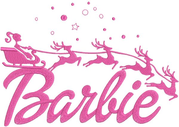 Barbie santa sleigh embroidery design
