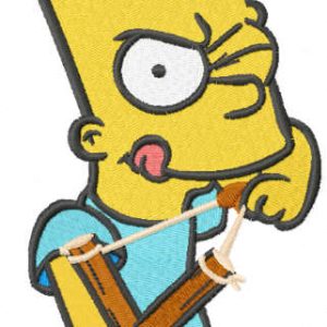 Bart Simpson with catapult embroidery design