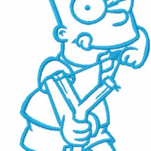 Bart Simpson with catapult one colored embroidery design