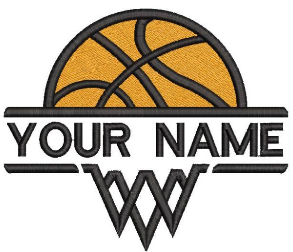Basketball split monogram embroidery design