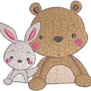 Bear bunny friends embroidery design