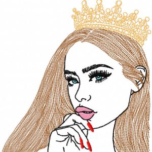 Beautiful girl with crown embroidery design