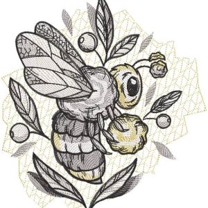Bee carries honey embroidery design