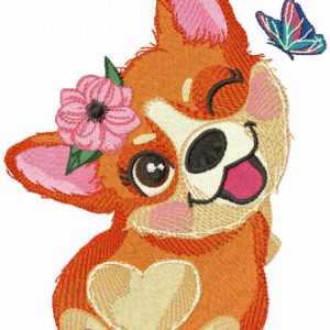 Best time for corgi embroidery design