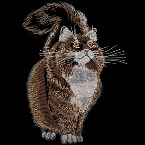 Big fluffy cat embroidery design