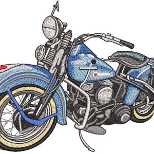 Big blue motorcycle embroidery design