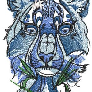 Big snow cat is waiting for spring embroidery design