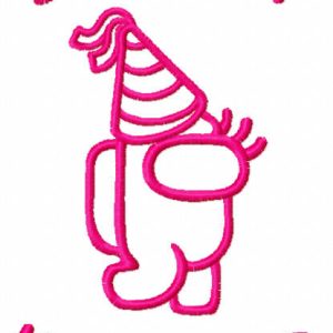 Birthday Impostor pink embroidery design