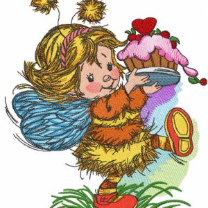 Birthday of a cute fairy embroidery design