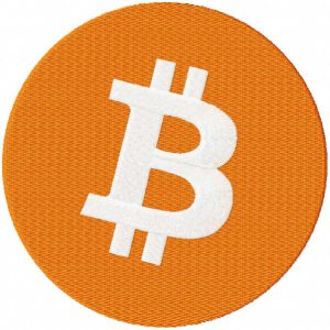 Bitcoin logo embroidery design