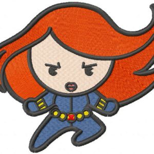 Black widow chibi embroidery design