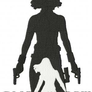 Black widow with guns embroidery design