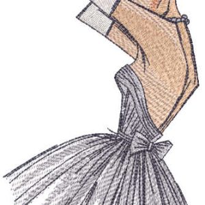Blonde in a ball gown embroidery design