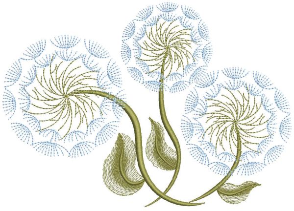 Blue dandelions embroidery design