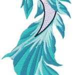 Blue dragon fish embroidery design