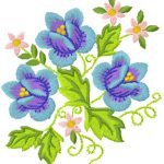 Blue spring bouquet embroidery design