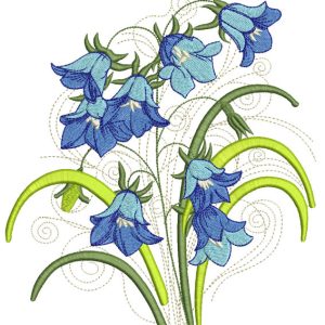 Bluebells flowers bouquet embroidery design