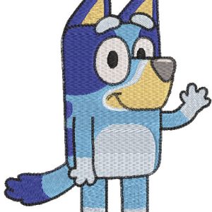 Bluey waving paw embroidery design