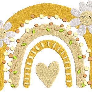 Boho summer rainbow embroidery design