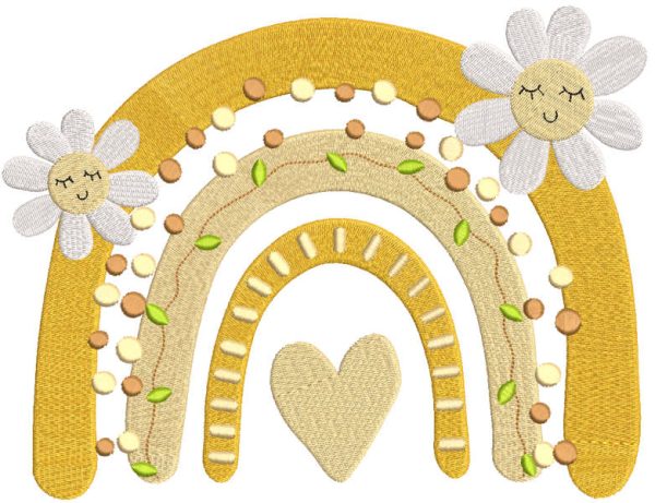 Boho summer rainbow embroidery design