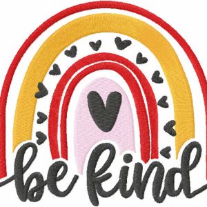 Boho rainbow be kind embroidery design