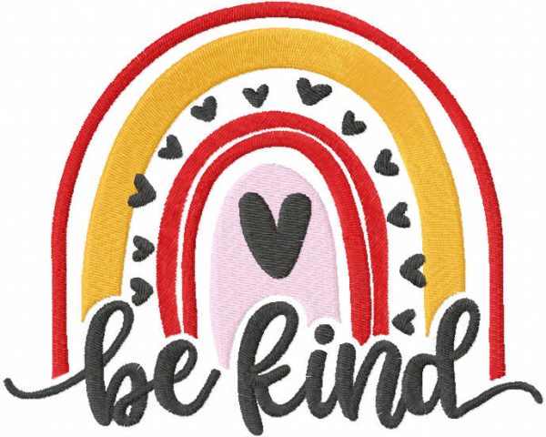 Boho rainbow be kind embroidery design