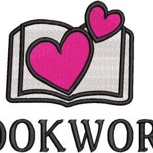 Bookworm embroidery design