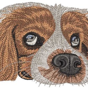 Bored dog waiting owner embroidery design