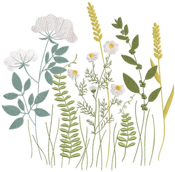 Botanical Grass Garden embroidery design