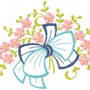 Bow in spring flowers embroidery design