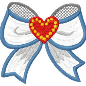 Bow with heart embroidery design