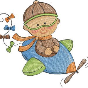 Boy pilot embroidery design