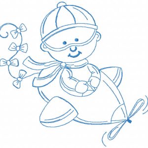 Boy pilot one colored embroidery design