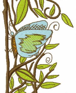 Branch with butterfly embroidery design