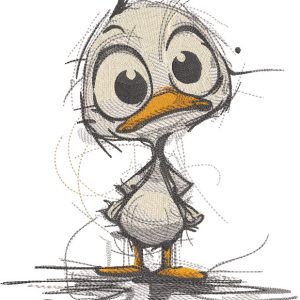 Brave Duckling sketch embroidery design