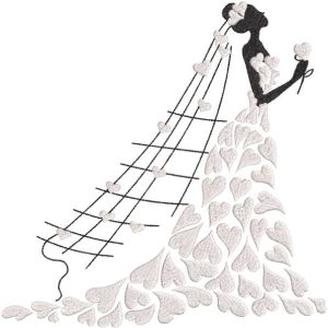 Bride heart girl marriage embroidery design