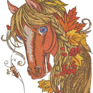 Bright Autumn horse embroidery design