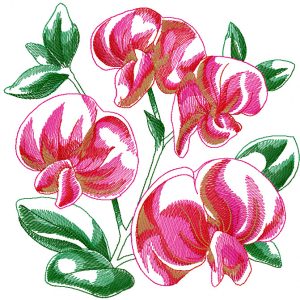 Bright exotic flower embroidery design