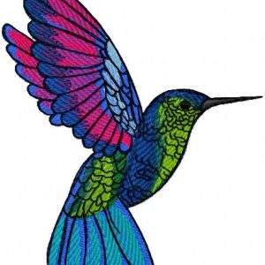 Bright plumage of a hummingbird embroidery design
