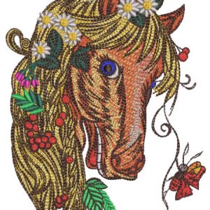 Bright Summer horse embroidery design